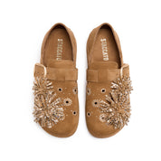 Brown Crystal Fireworks Strap Shoes