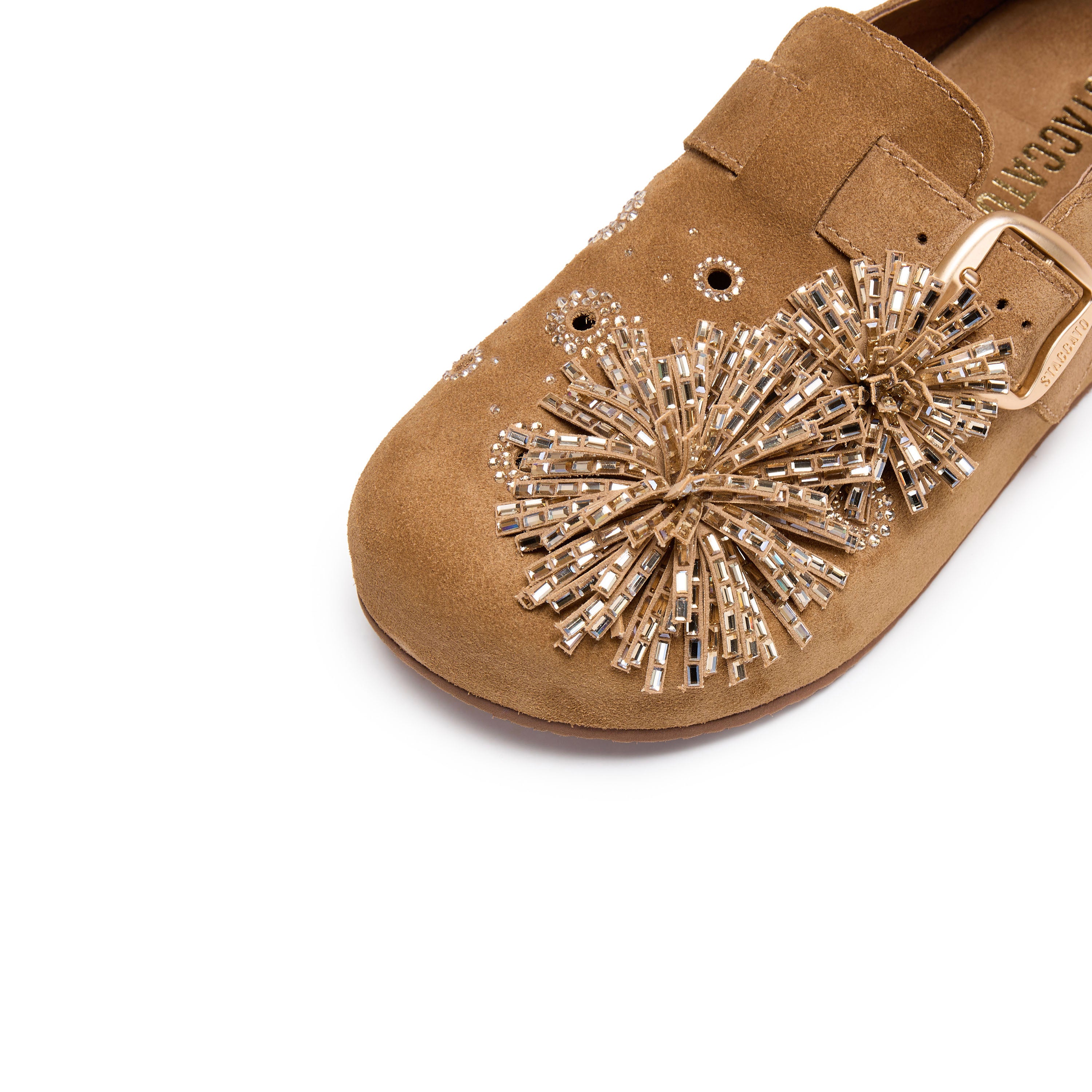 Brown Crystal Fireworks Strap Shoes