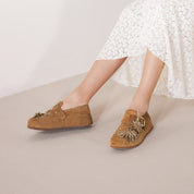 Brown Crystal Fireworks Strap Shoes