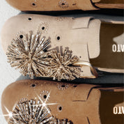 Brown Crystal Fireworks Strap Shoes