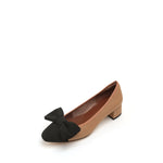 Load image into Gallery viewer, Taupe Bow Leather Workwear Pumps
