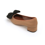 Load image into Gallery viewer, Taupe Bow Leather Workwear Pumps
