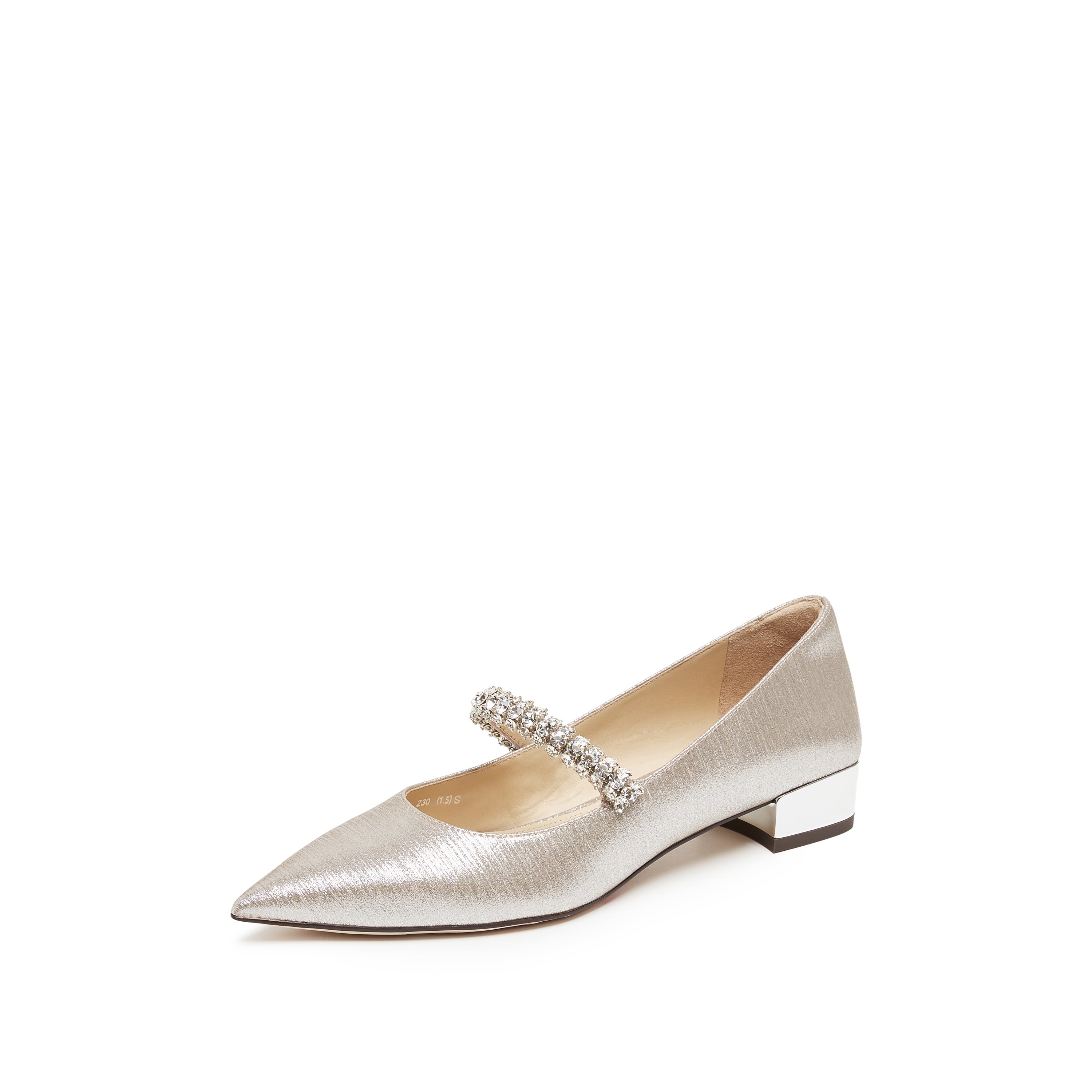 Crystal Chain Light Gold Shiny Mary Jane Flats