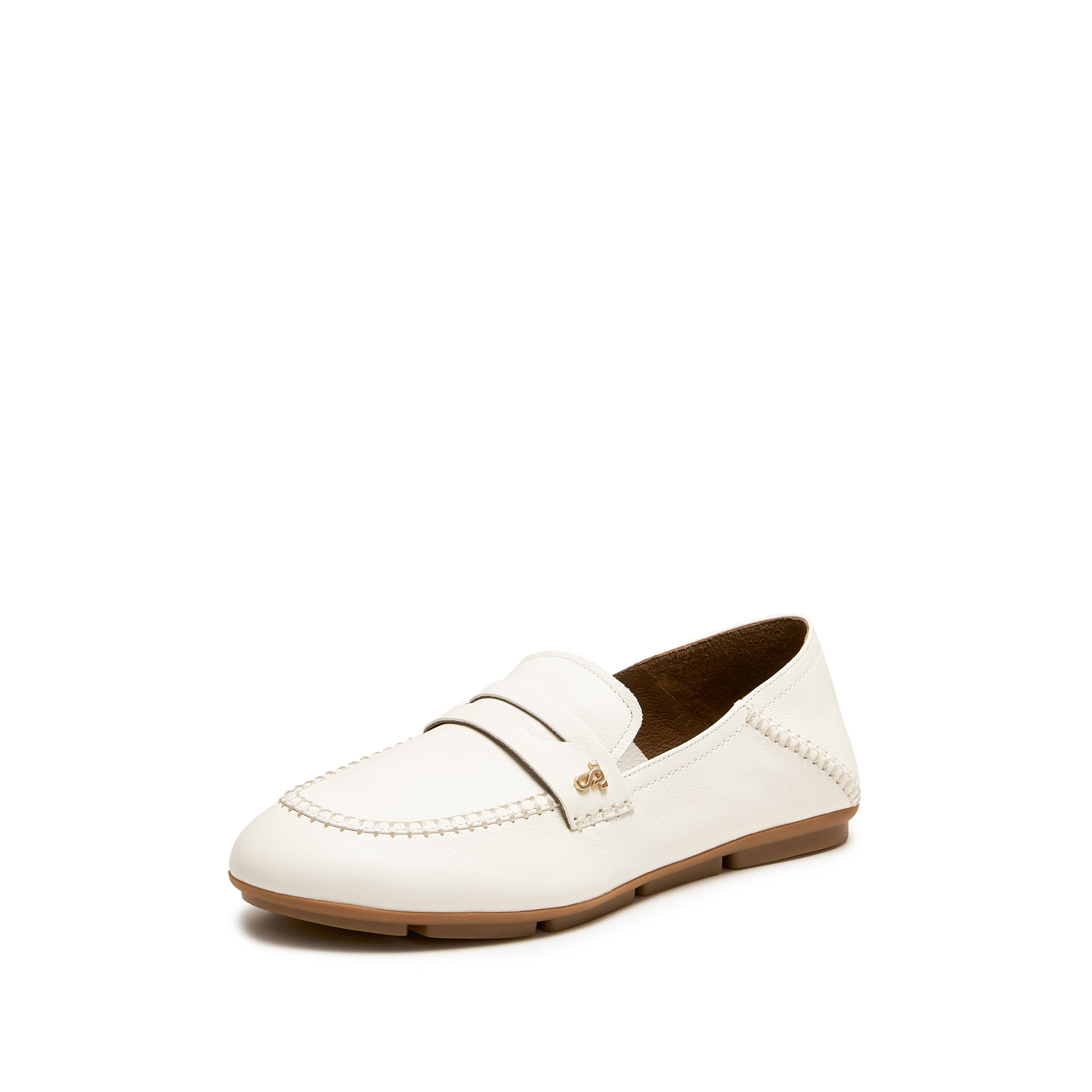 Beige Leather Softy Slip-on Loafers