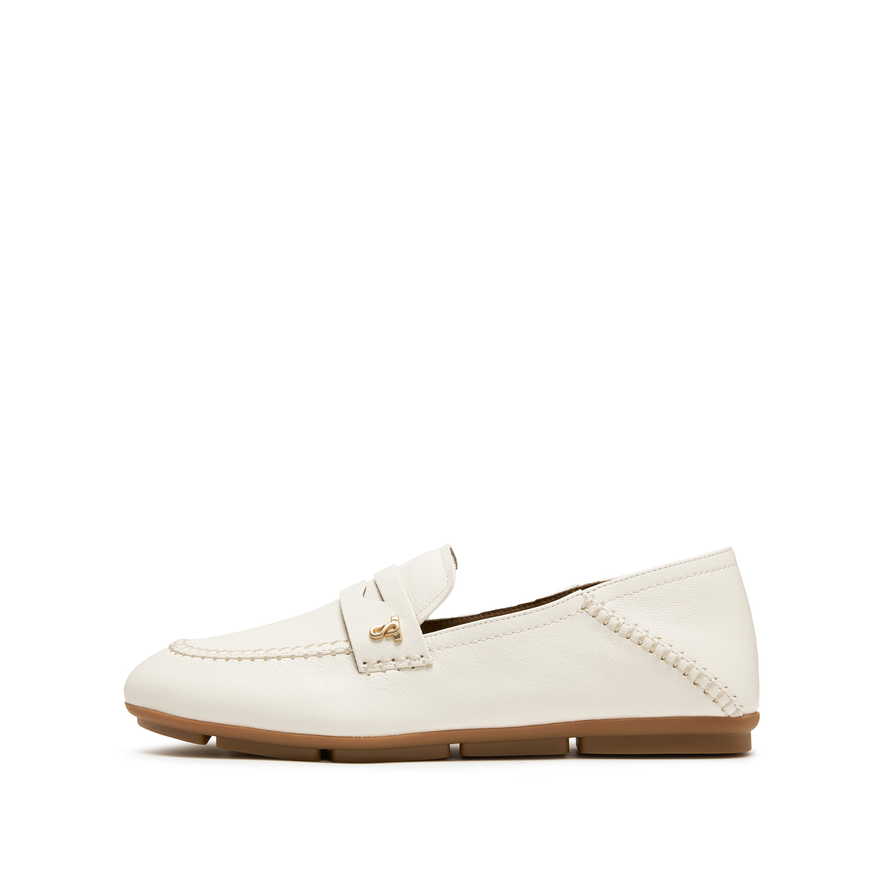 Beige Leather Softy Slip-on Loafers