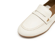 Beige Leather Softy Slip-on Loafers