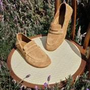 Beige Leather Softy Slip-on Loafers