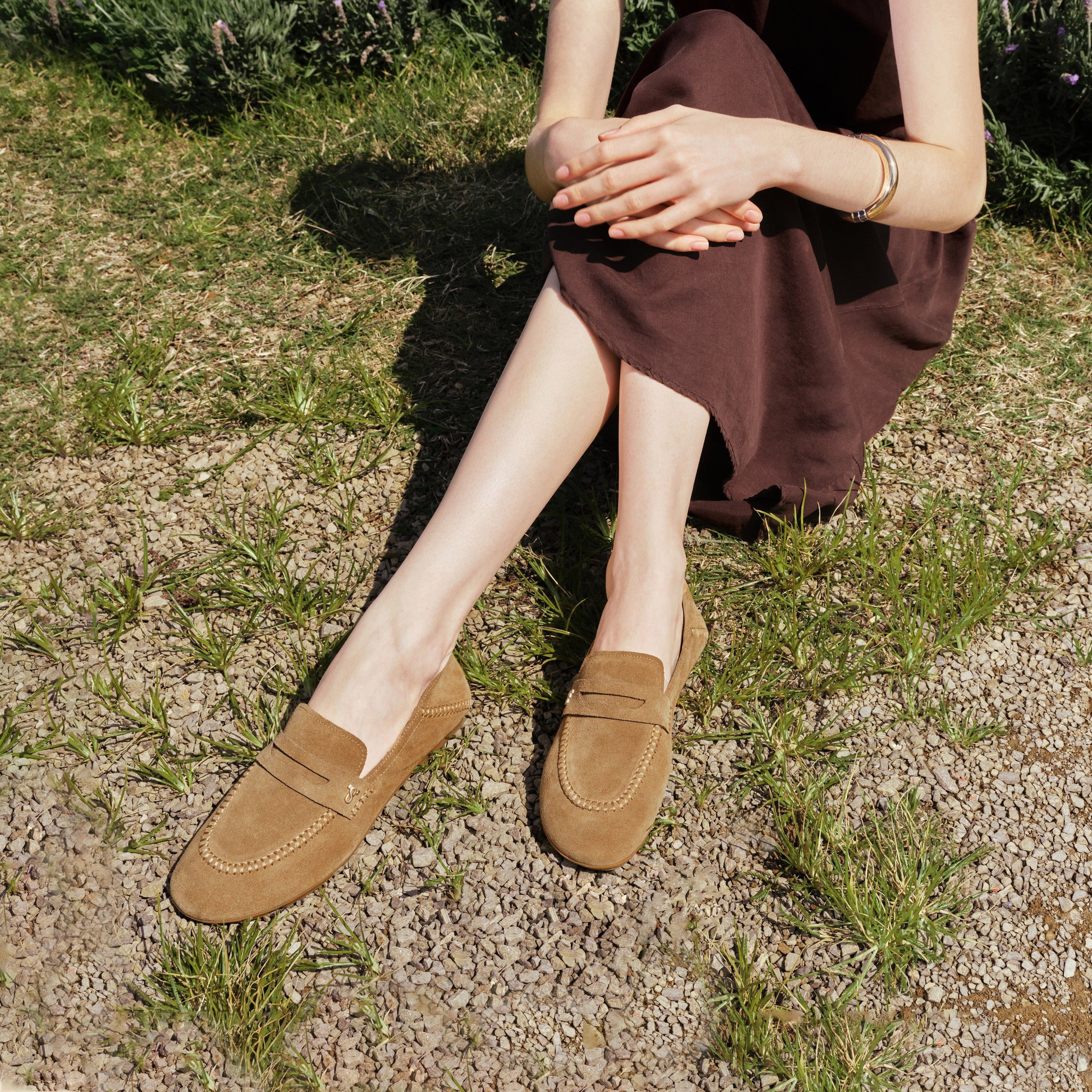 Beige Leather Softy Slip-on Loafers