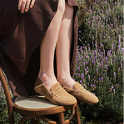 Beige Leather Softy Slip-on Loafers