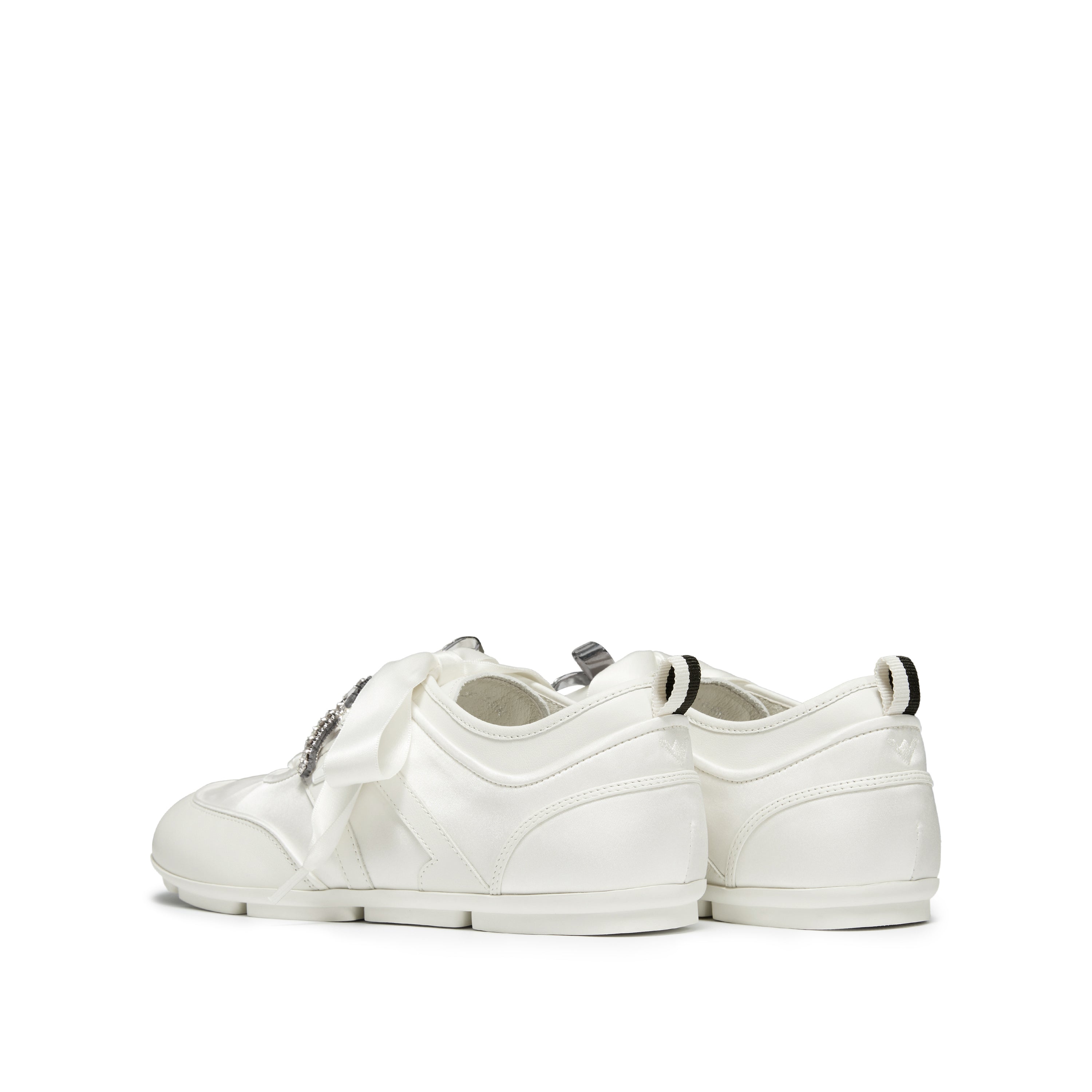 STACCATO × VERA WANG White Crystal Bow Flats Sneakers