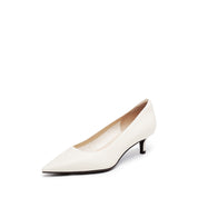 Beige Sheep Leather Pointy Toe Pumps