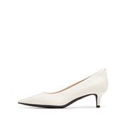 Beige Sheep Leather Pointy Toe Pumps