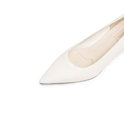 Beige Sheep Leather Pointy Toe Pumps