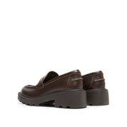 Brown Metal Hardware Chunky Leather Loafers