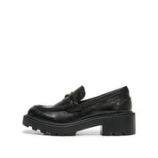 Black Metal Hardware Chunky Leather Loafers