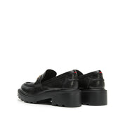 Black Metal Hardware Chunky Leather Loafers