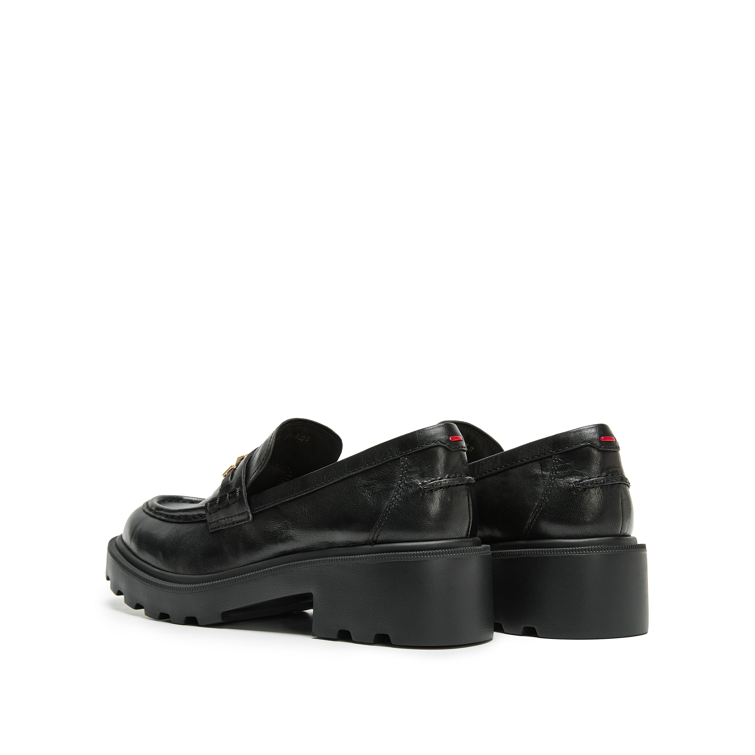 Black Metal Hardware Chunky Leather Loafers