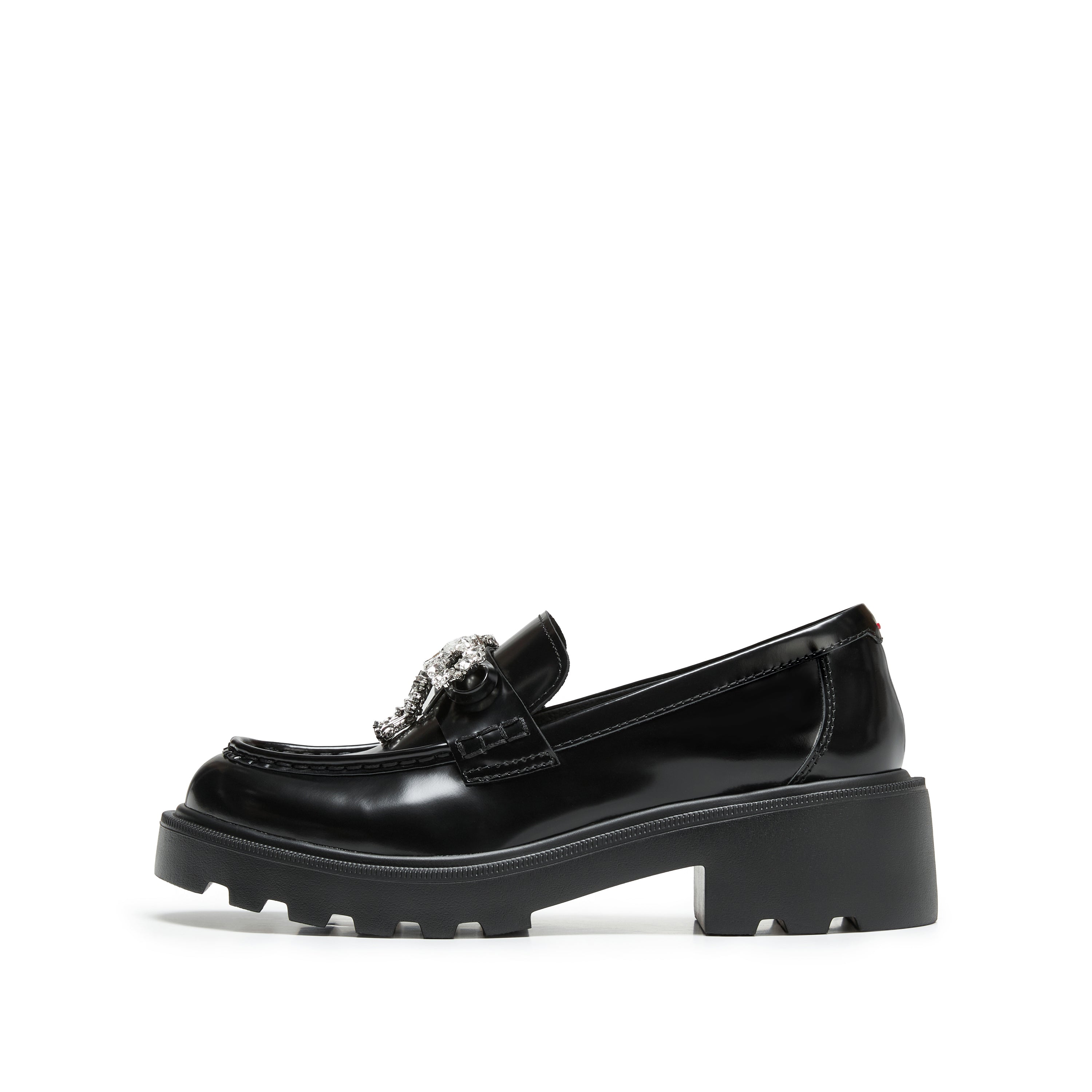 Crystal Bow Chunky Lug Sole Loafers