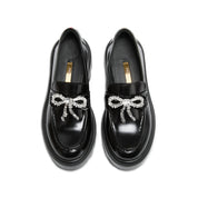 Crystal Bow Chunky Lug Sole Loafers