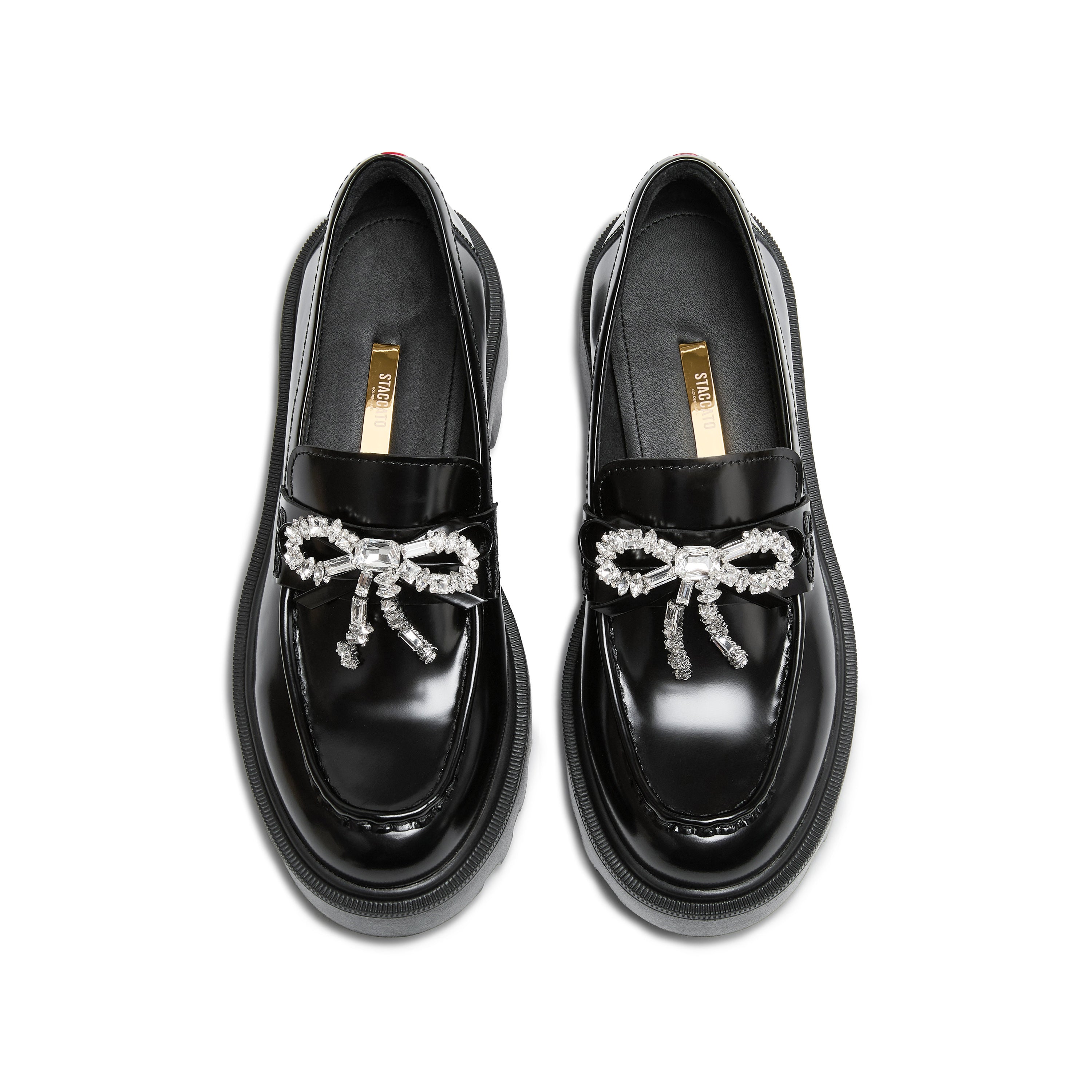 Crystal Bow Chunky Lug Sole Loafers