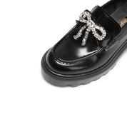 Crystal Bow Chunky Lug Sole Loafers