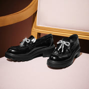 Crystal Bow Chunky Lug Sole Loafers