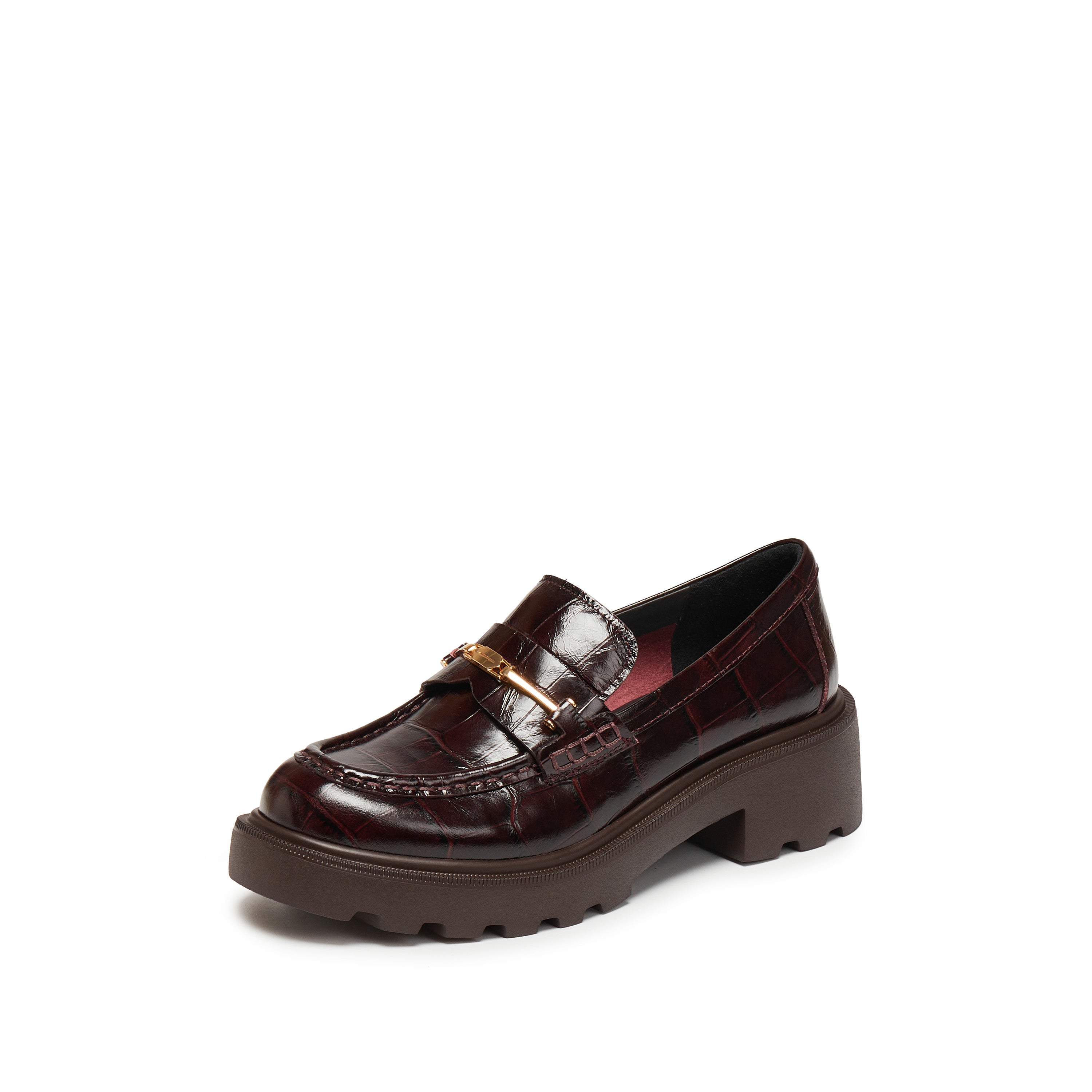 Burgundy Embossed ST Horsebit Loafers