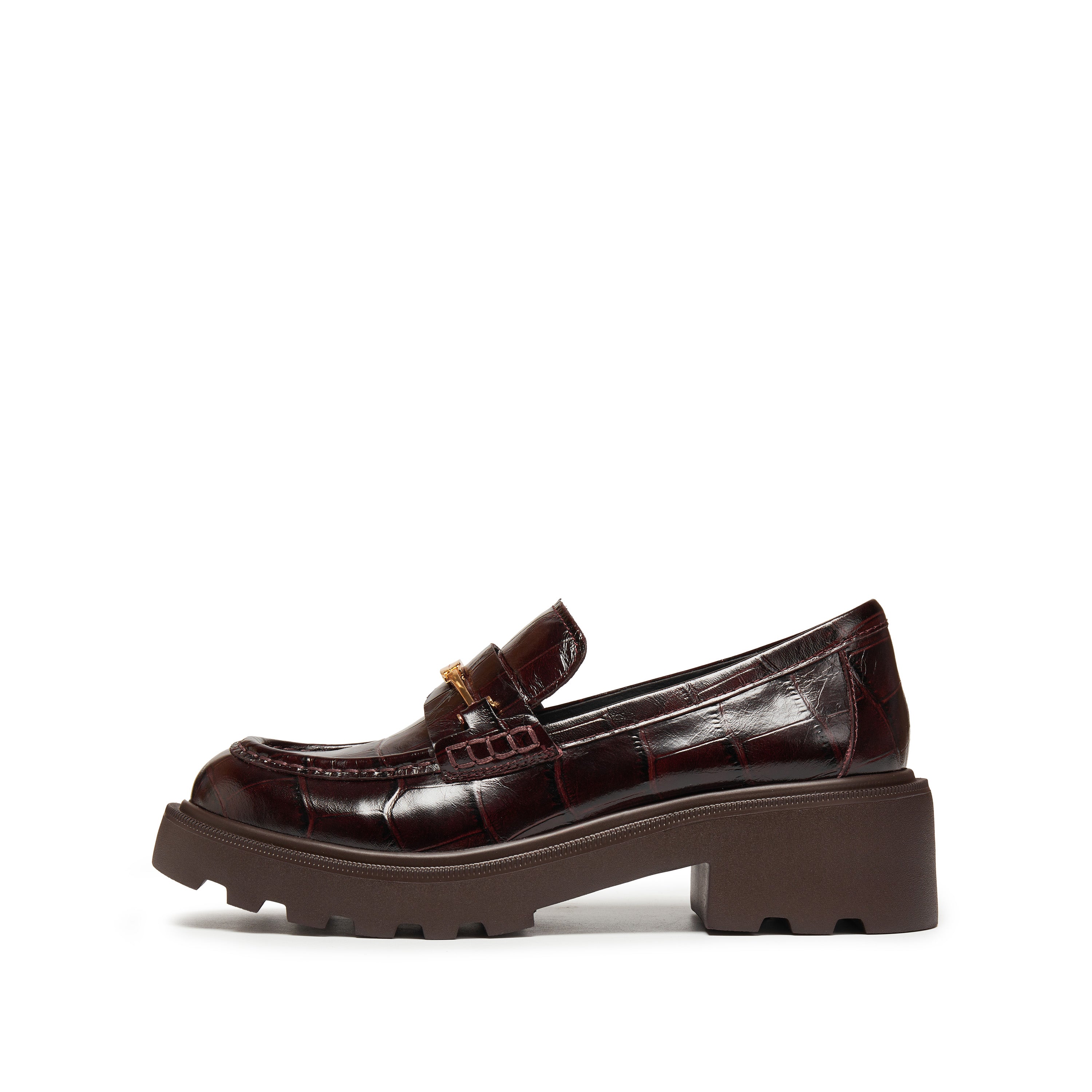 Burgundy Embossed ST Horsebit Loafers