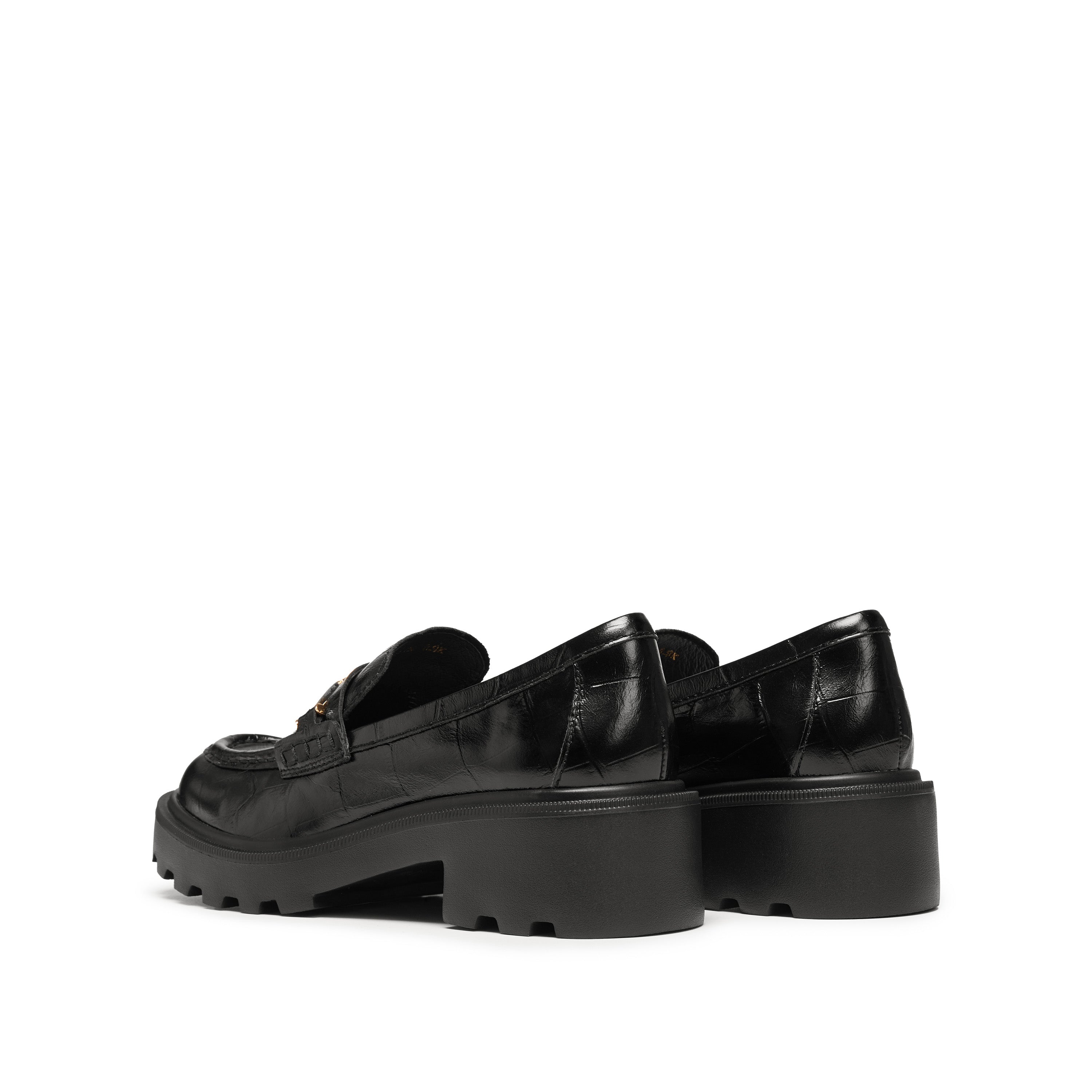 Black ST Golden Horsebit Embossed Loafers