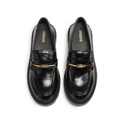Black ST Golden Horsebit Embossed Loafers