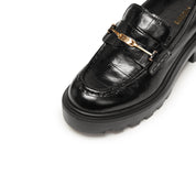 Black ST Golden Horsebit Embossed Loafers