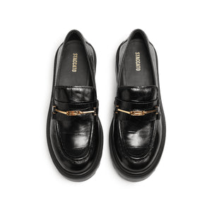 Black Embossed ST Horsebit Loafers