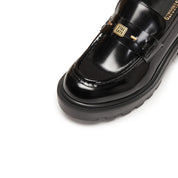 Black ST Golden Cube Buckle Classic Loafers