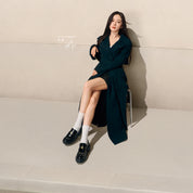 Black ST Golden Cube Buckle Classic Loafers