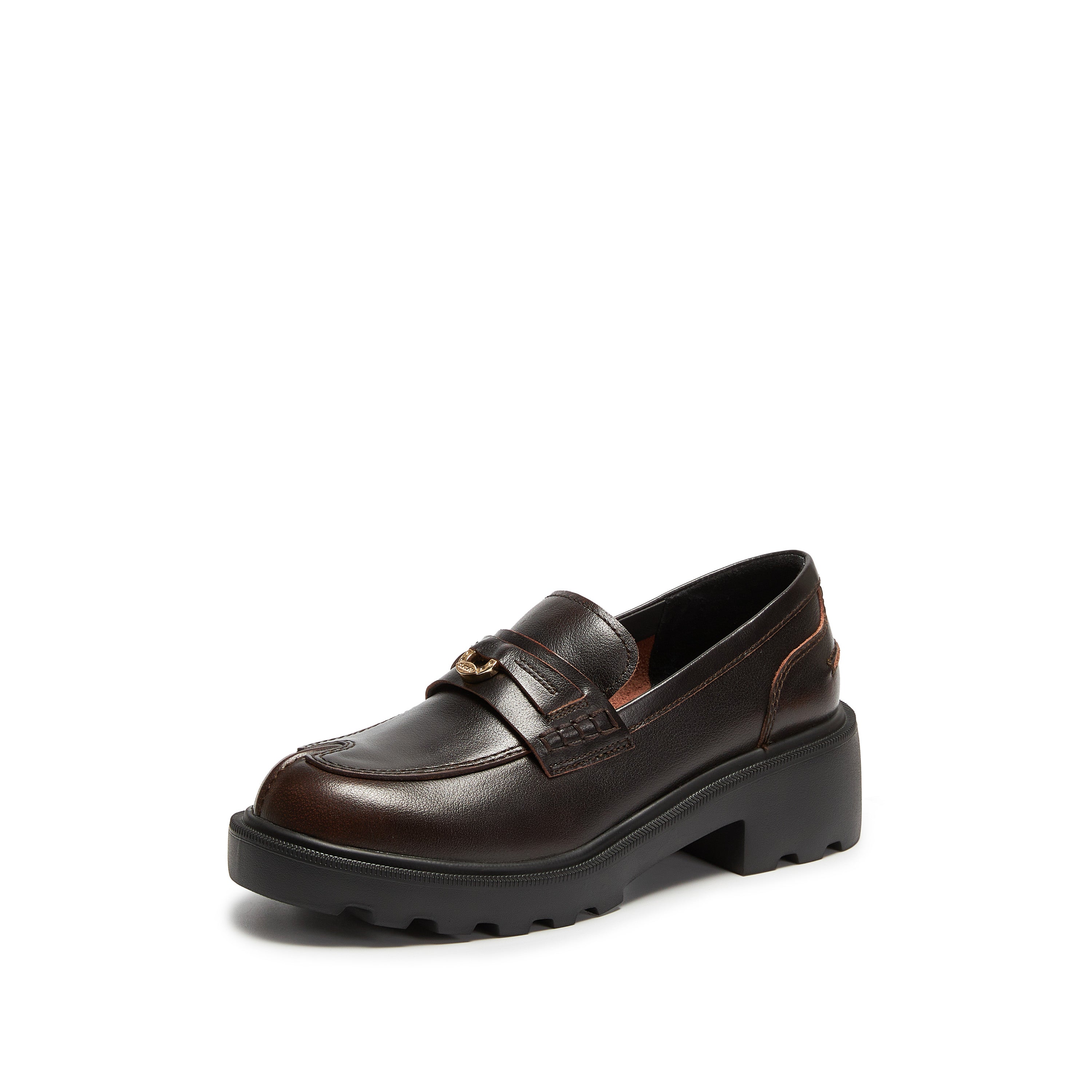 Brown Brushed Lucky Horse Hoof Loafers