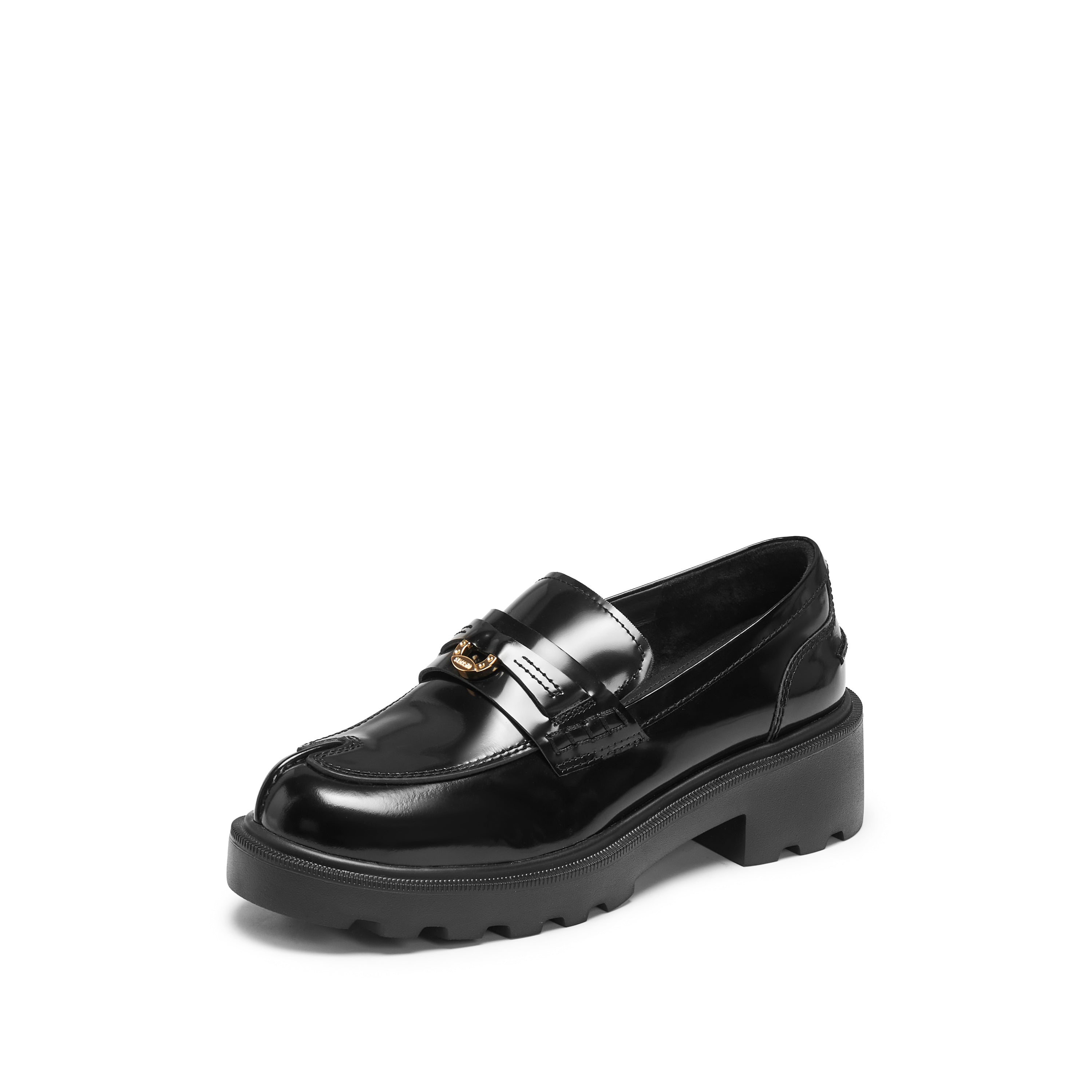 Black Boxy Lucky Horse Hoof Loafers