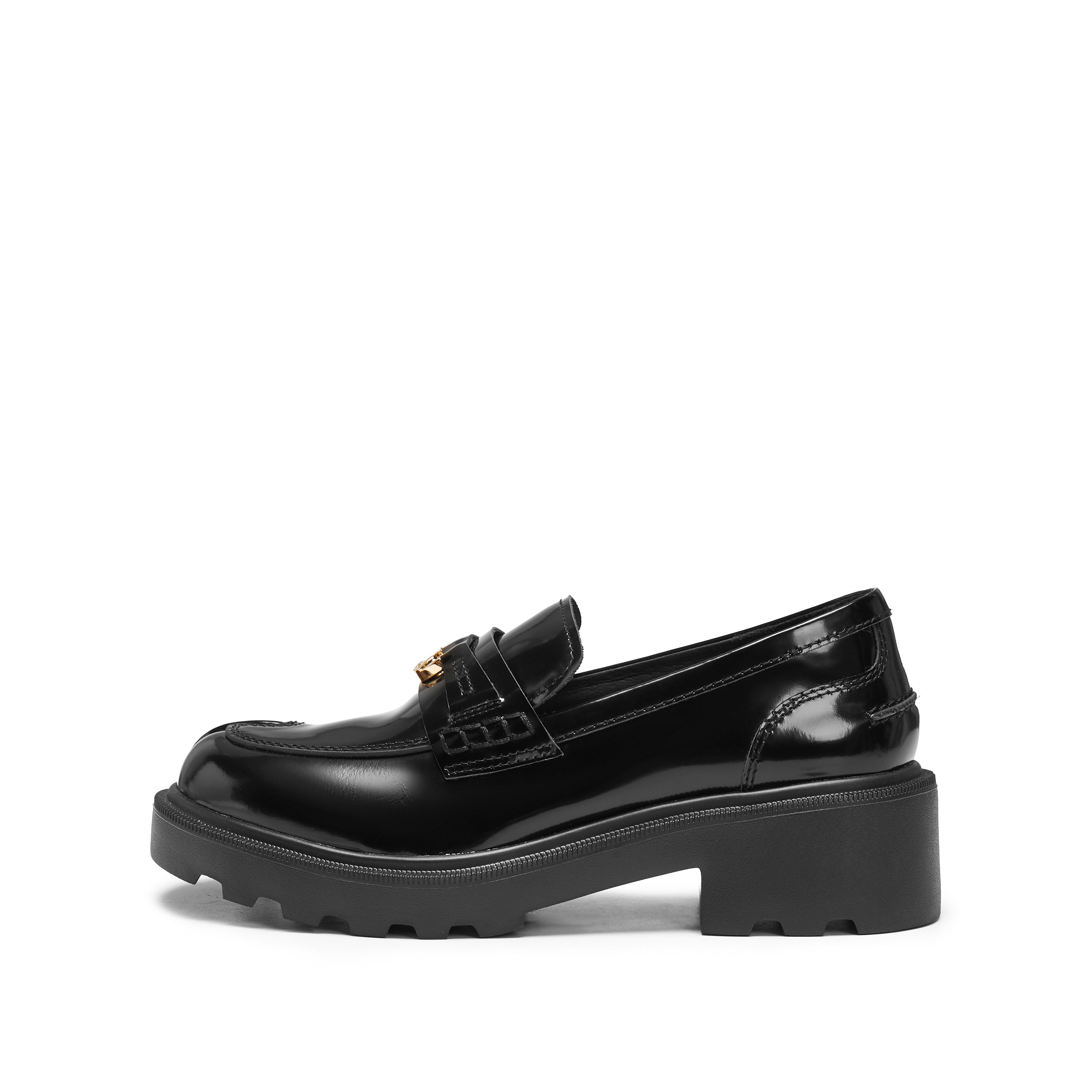 Black Boxy Lucky Horse Hoof Loafers
