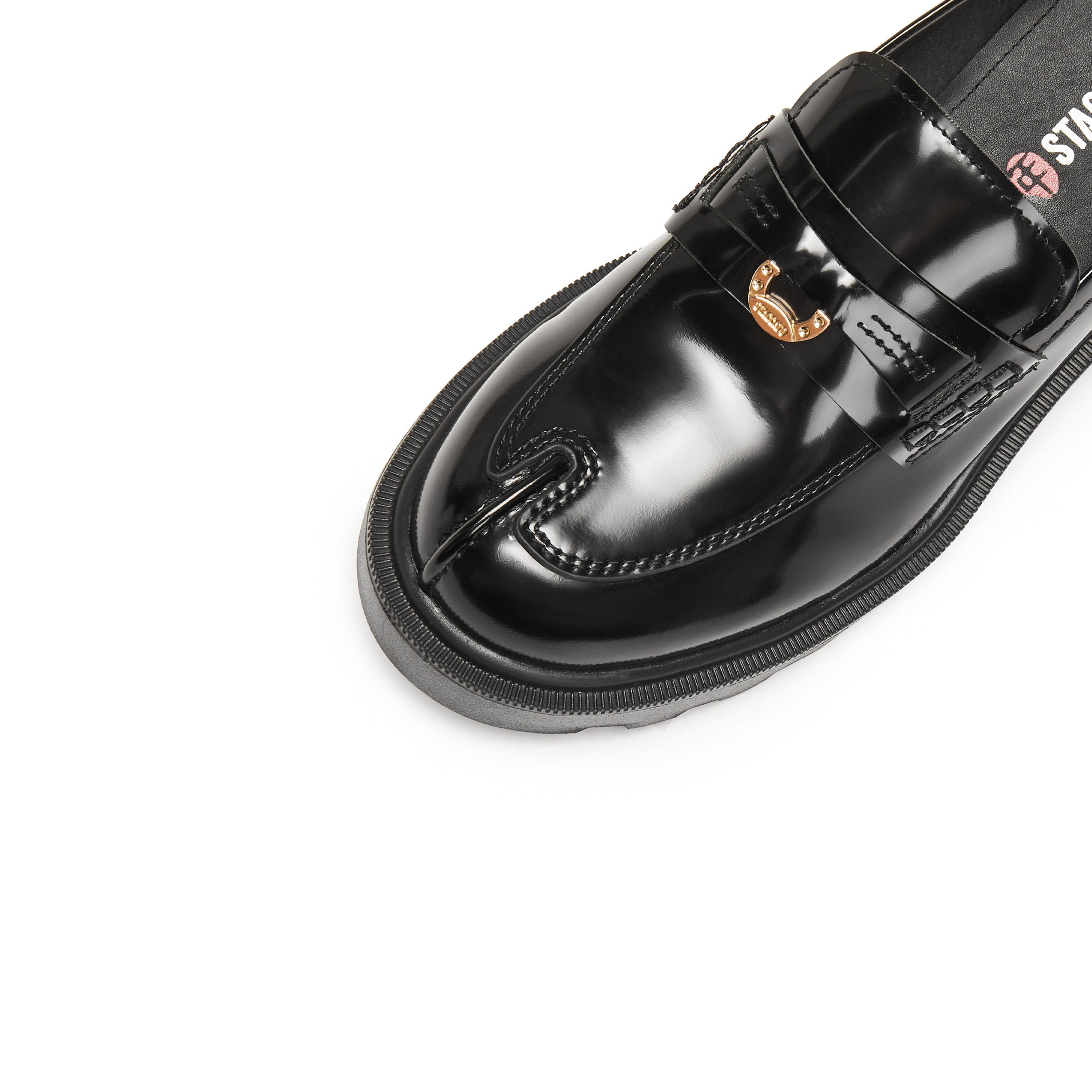 Black Boxy Lucky Horse Hoof Loafers
