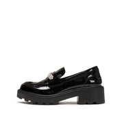 Black ST Golden Strap Buckle Classic Loafers
