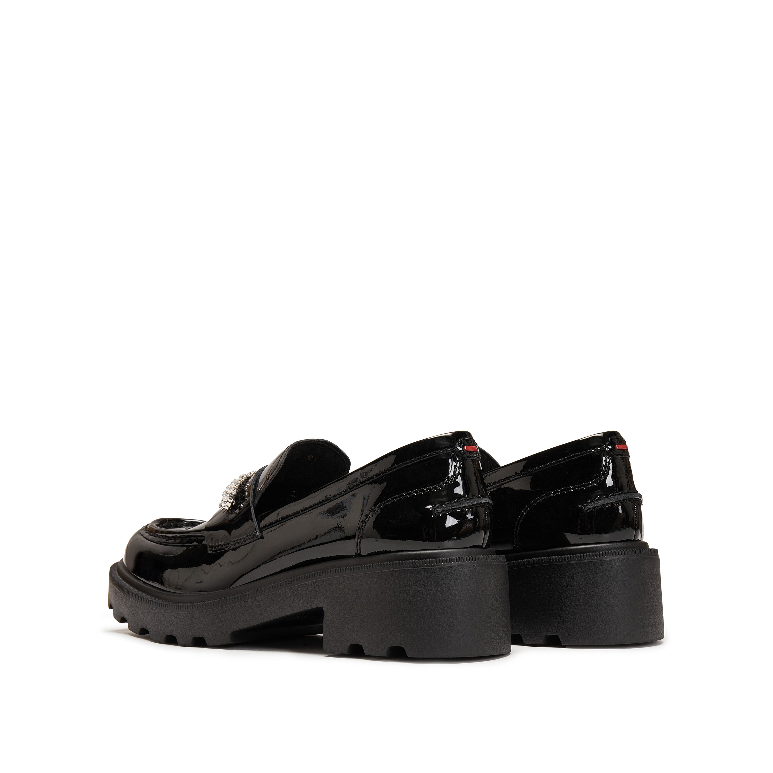 Black ST Golden Strap Buckle Classic Loafers