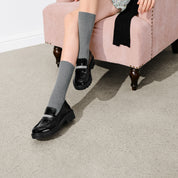 Black ST Golden Strap Buckle Classic Loafers