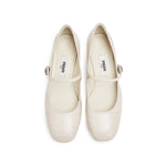 Load image into Gallery viewer, Beige Embossed Heeled Crystal Mary Jane
