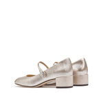 Load image into Gallery viewer, Light Gold Shiny Round Toe Heeled Mary Jane
