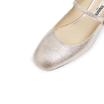 Load image into Gallery viewer, Light Gold Shiny Round Toe Heeled Mary Jane
