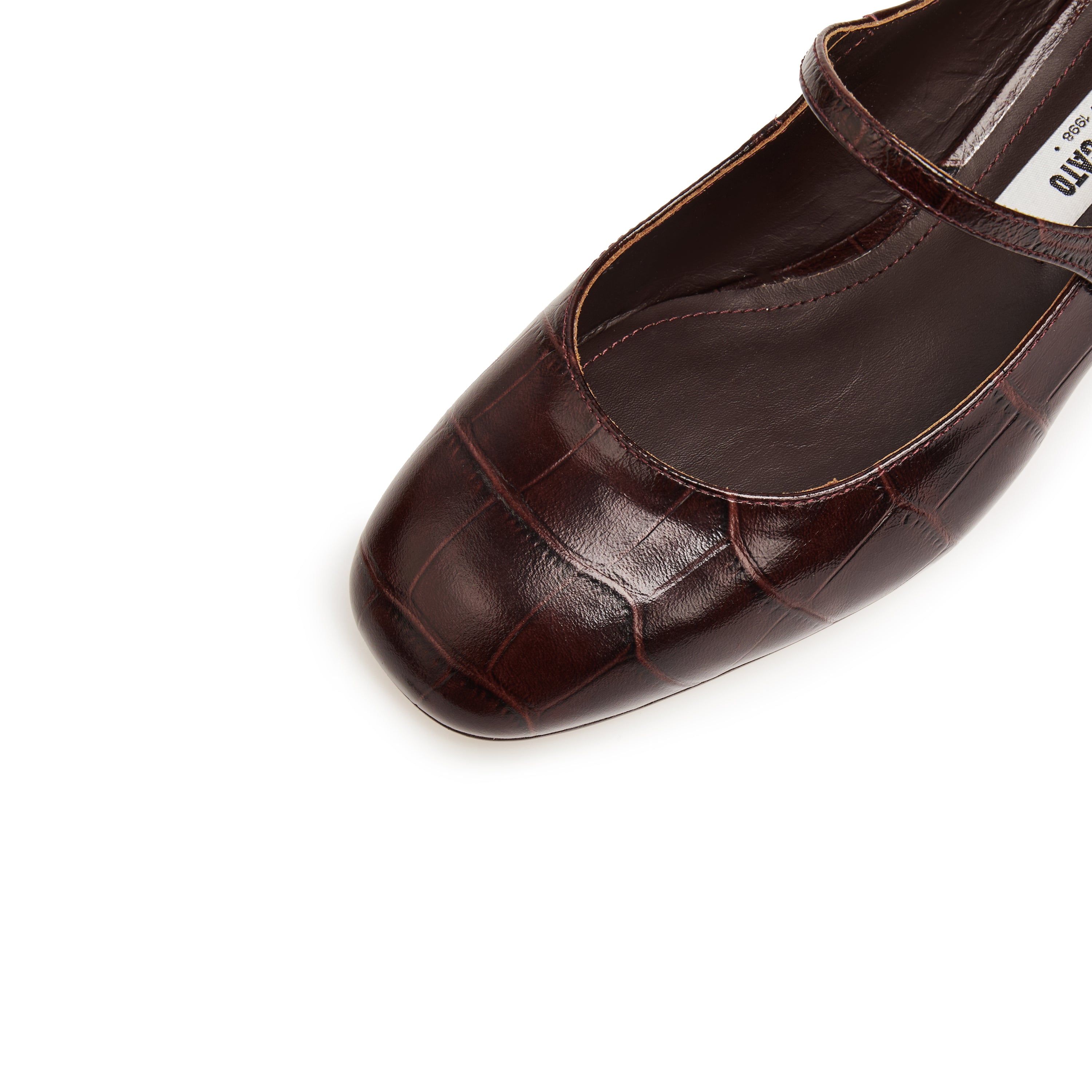 Burgundy Embossed Heeled Crystal Mary Jane