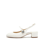 White Crystal Mary Jane Slingback Pumps