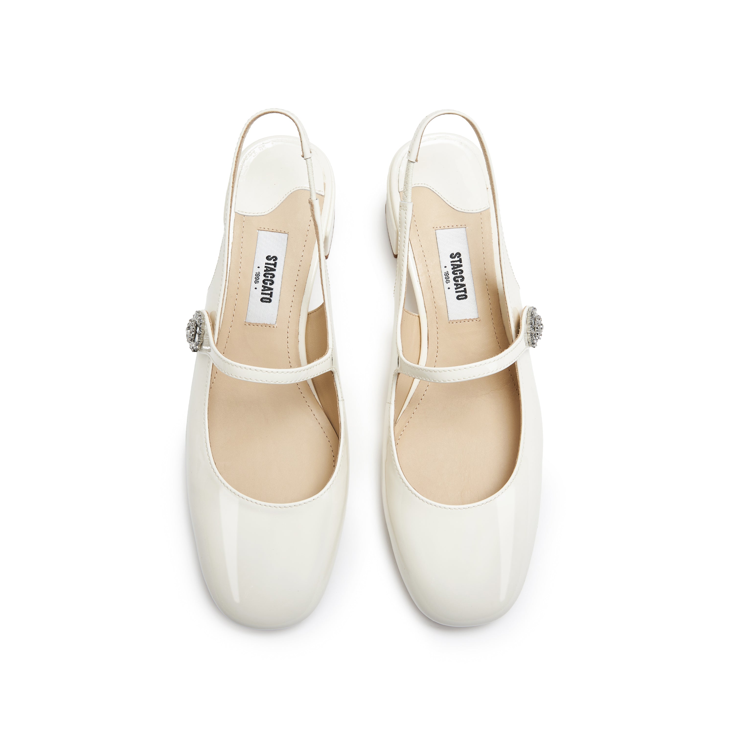 White Crystal Mary Jane Slingback Pumps