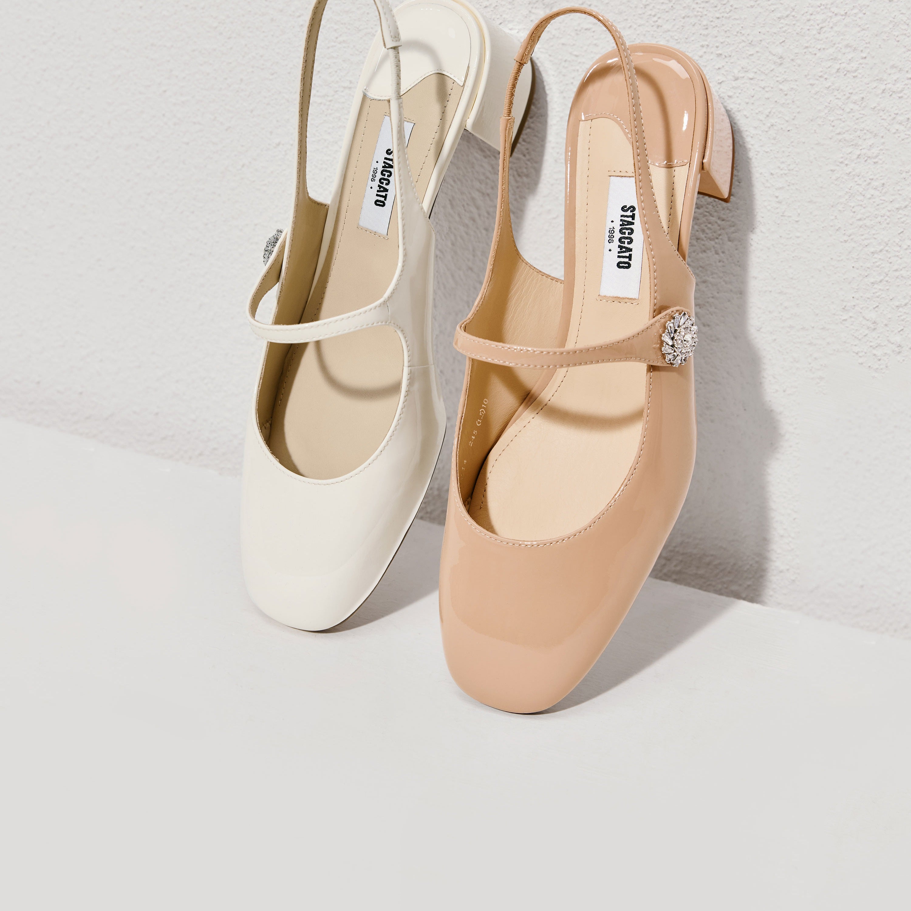 White Crystal Mary Jane Slingback Pumps