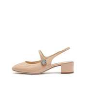 Nude Crystal Mary Jane Slingback Pumps