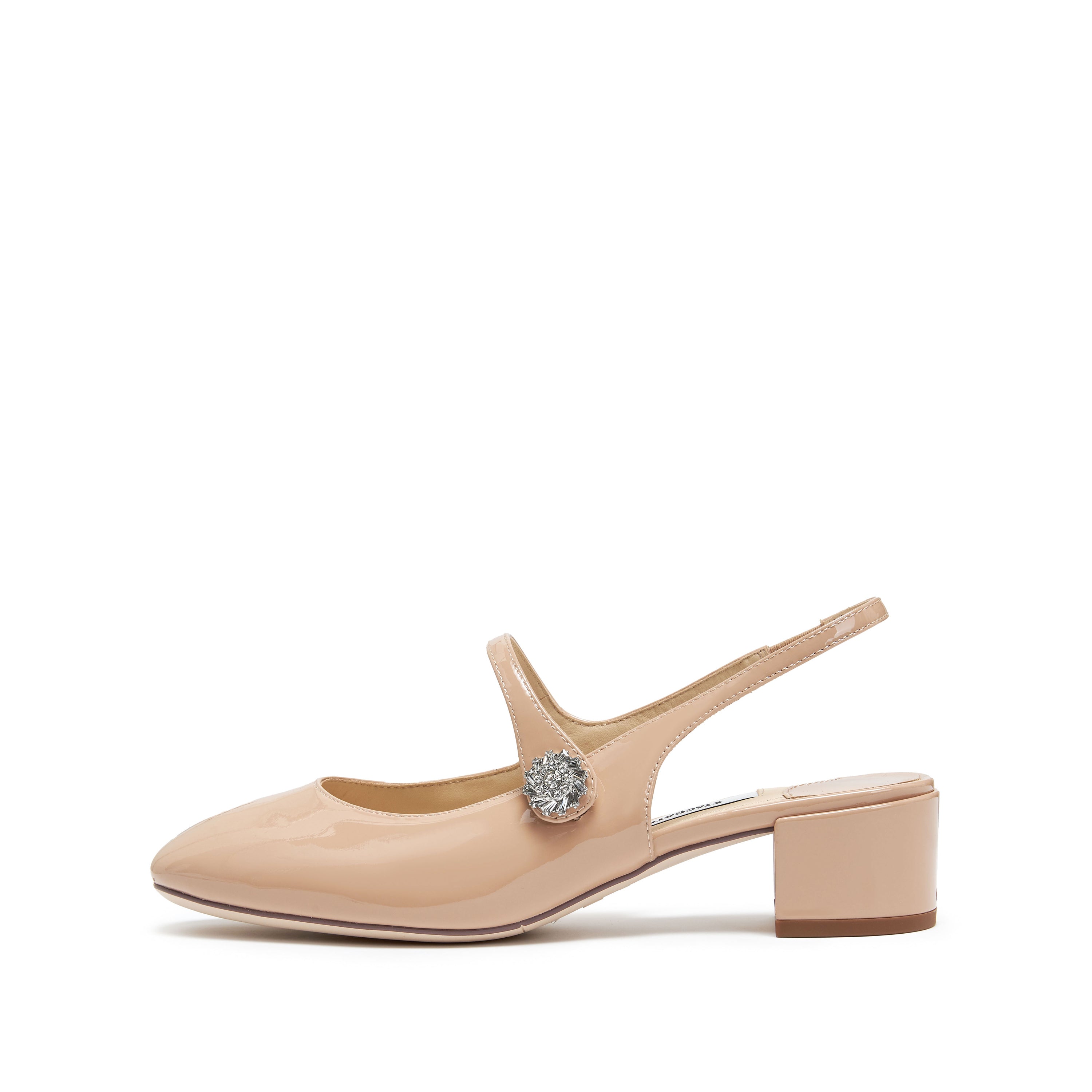 Nude Crystal Mary Jane Slingback Pumps